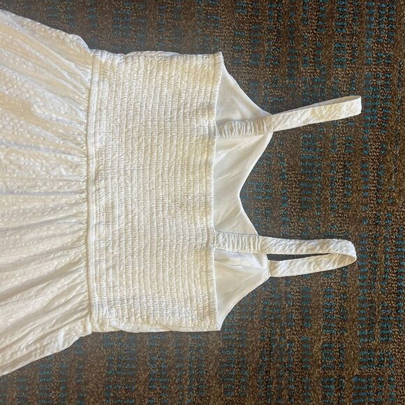 Japna Women's Maxi White Sundress Tired 100% Cotton W/ Lining Dress Size L - Picture 8 of 10